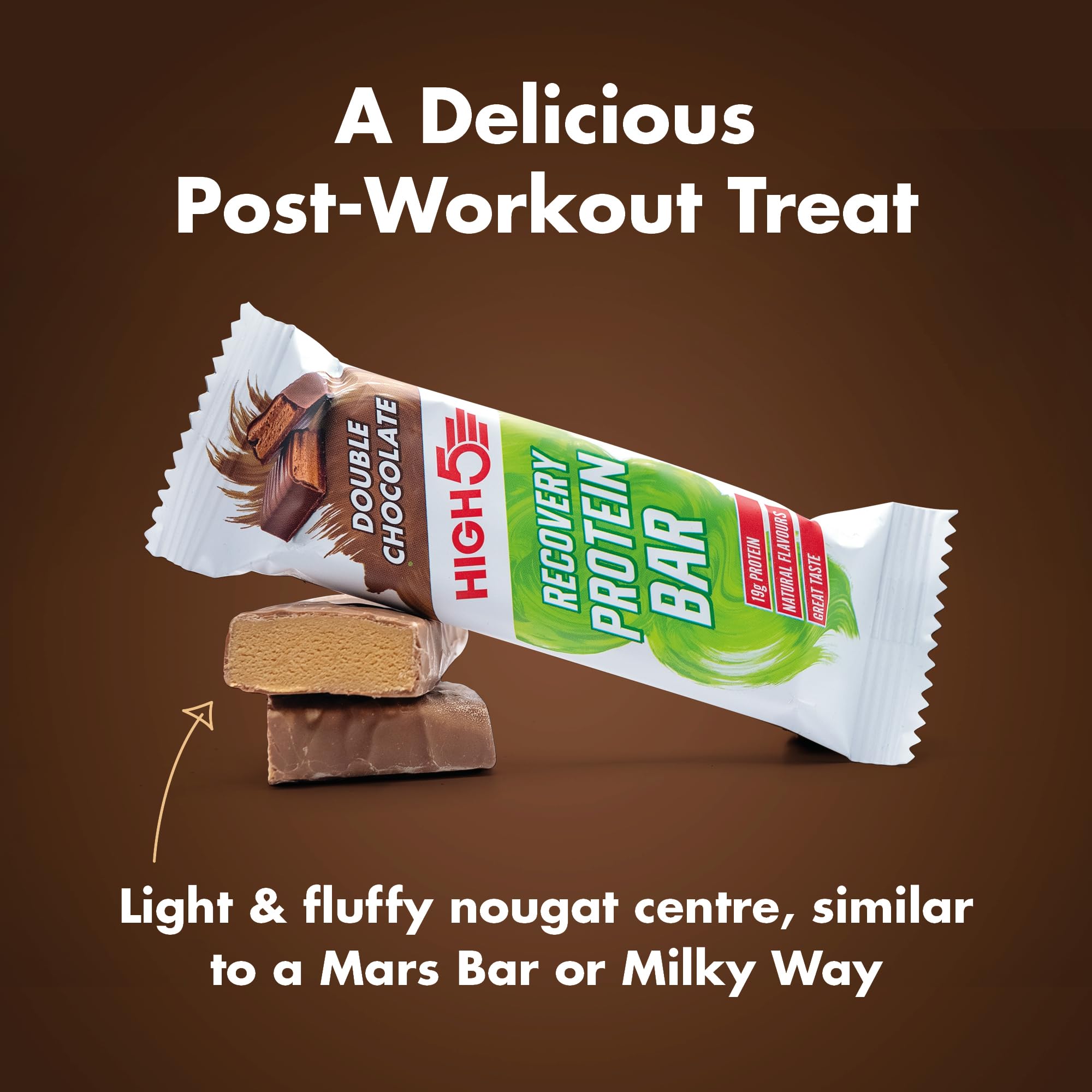 HIGH5 Barres protéinées Recovery – Barres glucides et riches en protéines après l'entraînement avec rapport macro 1:1 – Barres protéinées au chocolat pour la récupération et la réparation musculaires