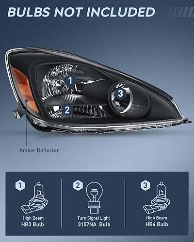 Miniatura 2 de Nilight Headlight Assembly Compatible with 2004 2005 Toyota Sienna Black Housing Amber Reflector Upgraded Clear Lens Headlights Assembly Replacement
