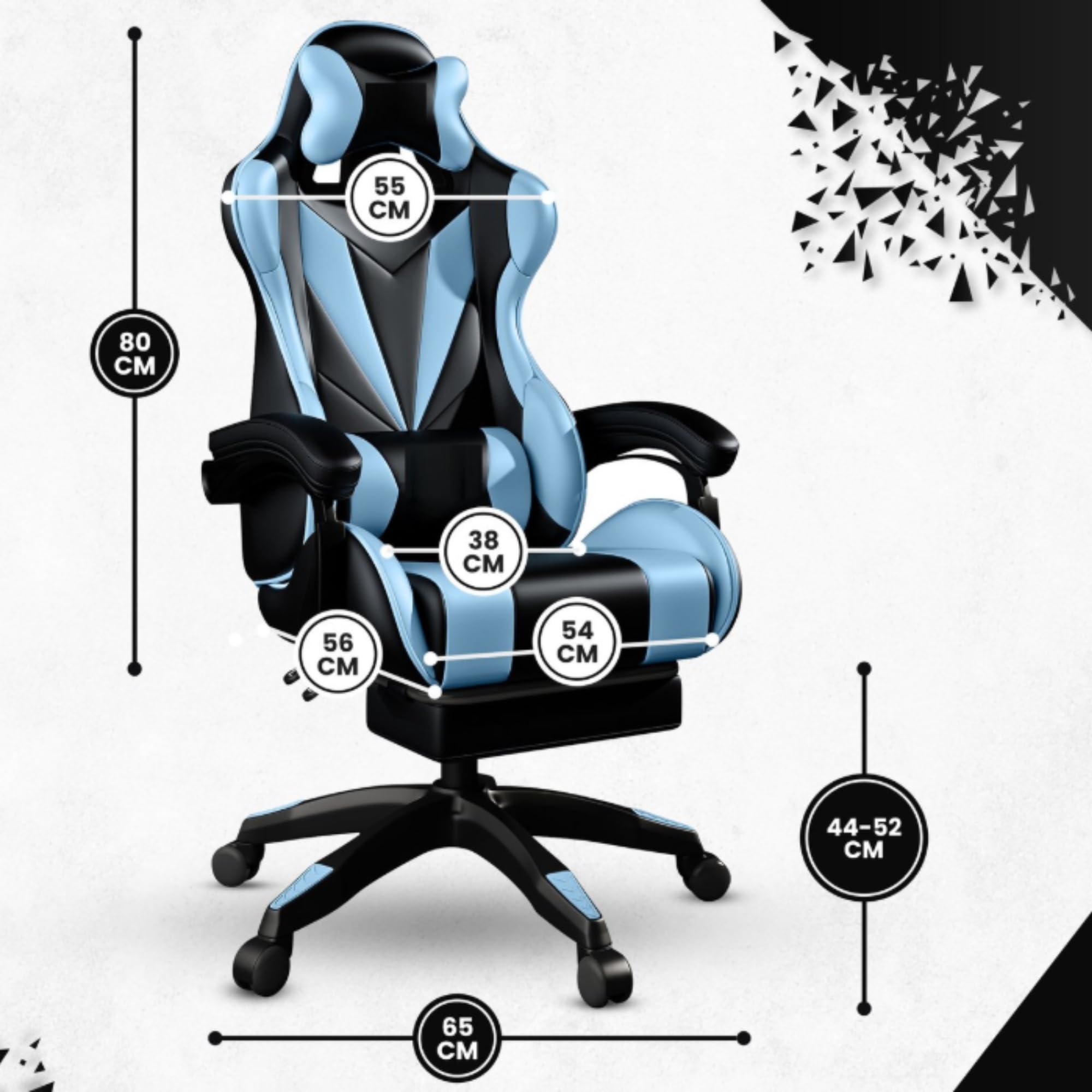 Bayt Fauteuil De Jeu Ergonomique pour La Maison - Fauteuil De Bureau À Dossier Haut avec Soutien Lombaire | Fauteuils D'Ordinateur en Similicuir pour Adultes Et Adolescents - Bleu Et Noir