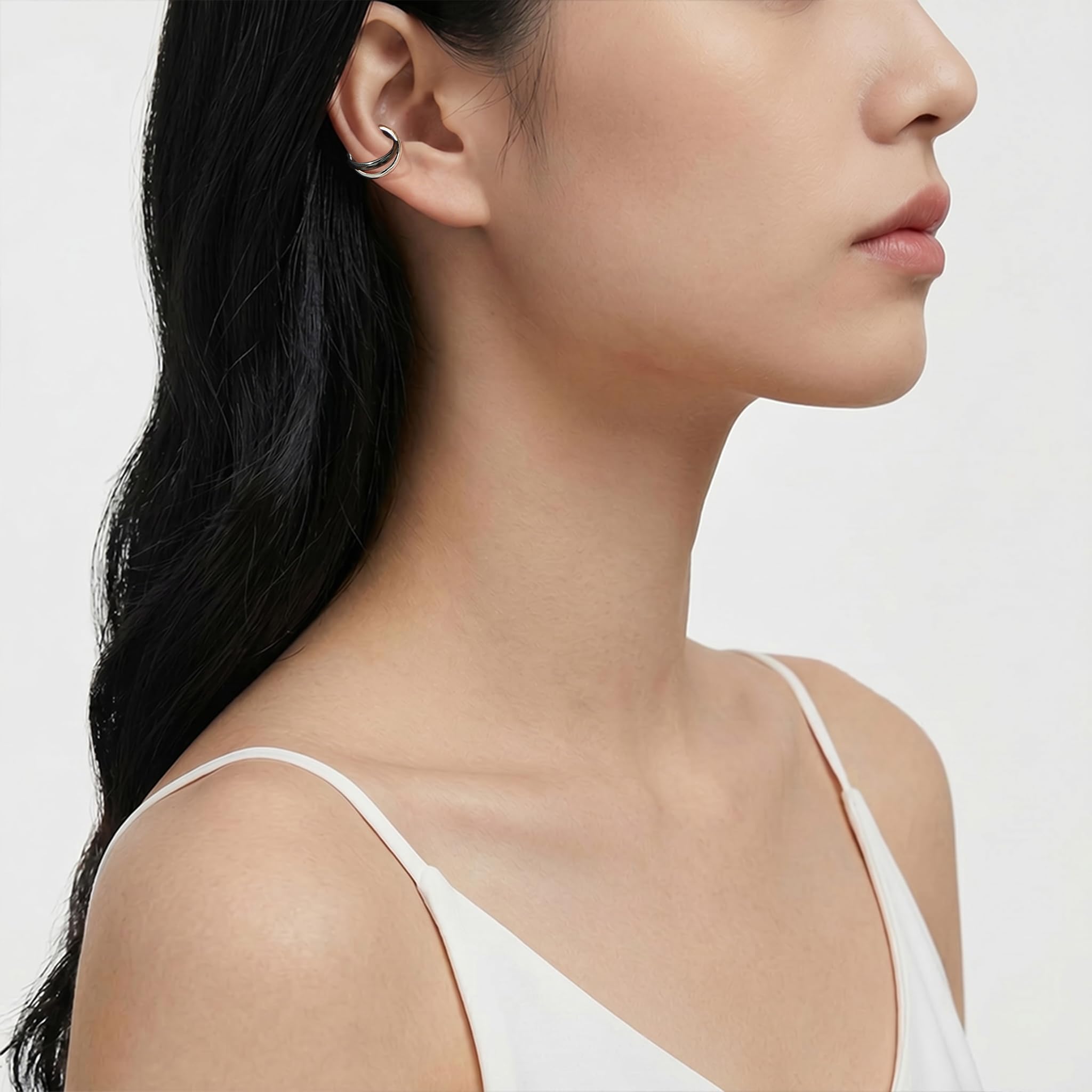 Ear Cuff Uomo Nero da Piercing Finti Unisex Ipoallergenici Orecchini con Clip Regalo di Compleanno