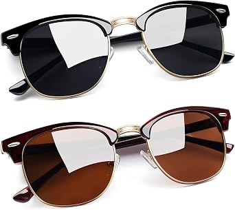 Joopin Vintage Sunglasses Half Frame Sun Glasses Polarized UV Protection Browline Shades for Women Men