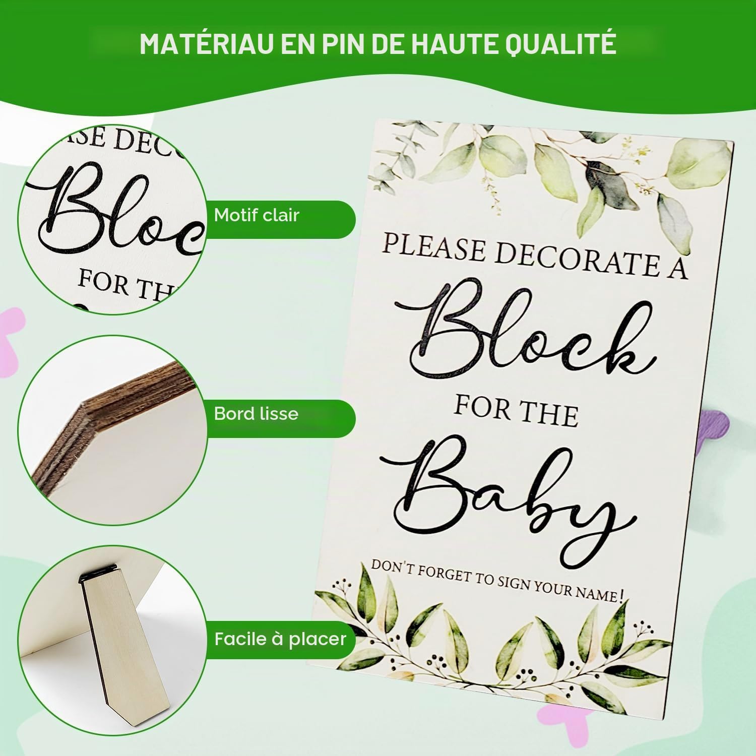 Lot de 75 Jeux de fête prénatale, Set de Jeux Autour de Bébé, Set de Jeux pour la Baby Shower, en Bois, Décoration avec Stylo de Couleur, pour fête prénatale garçon et Fille
