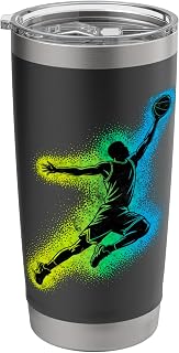 Colorful Paints Splash Basketball Player Slam Dunk Fan Tee Stainless Steel Insulated Tumbler