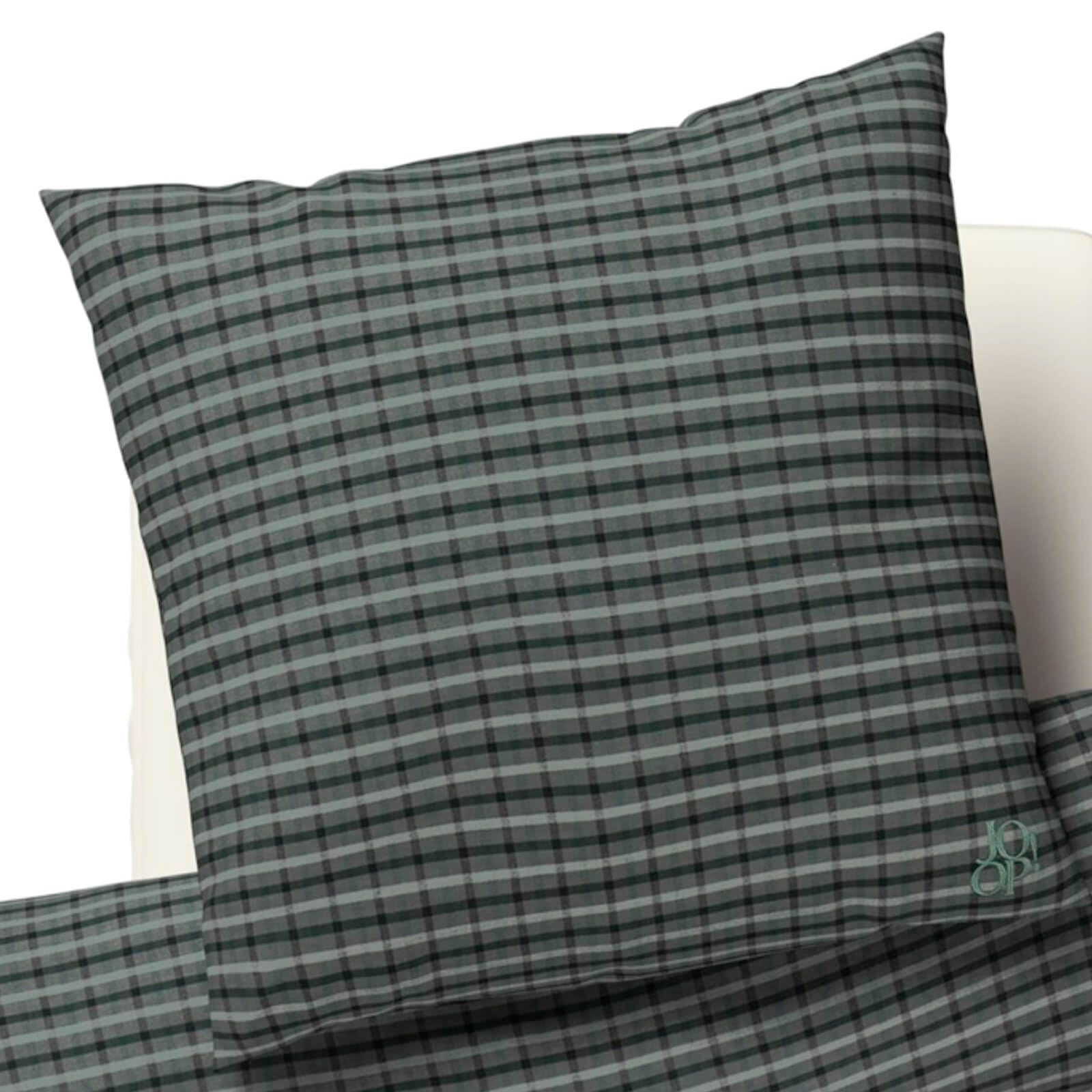 Joop! Bettwäsche Soft Mesh 45005 04 Green Flanell Streifen Karo Grau Grün Gestreift Winter, Größe:135 cm x 200 cm