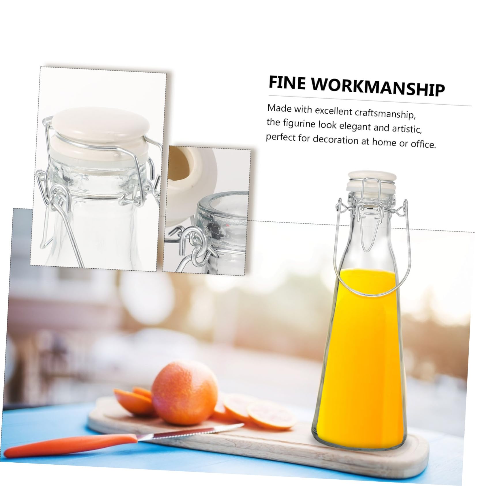 GOOHOCHY 2Pcs click glass bottle swing-top water bottle beverage