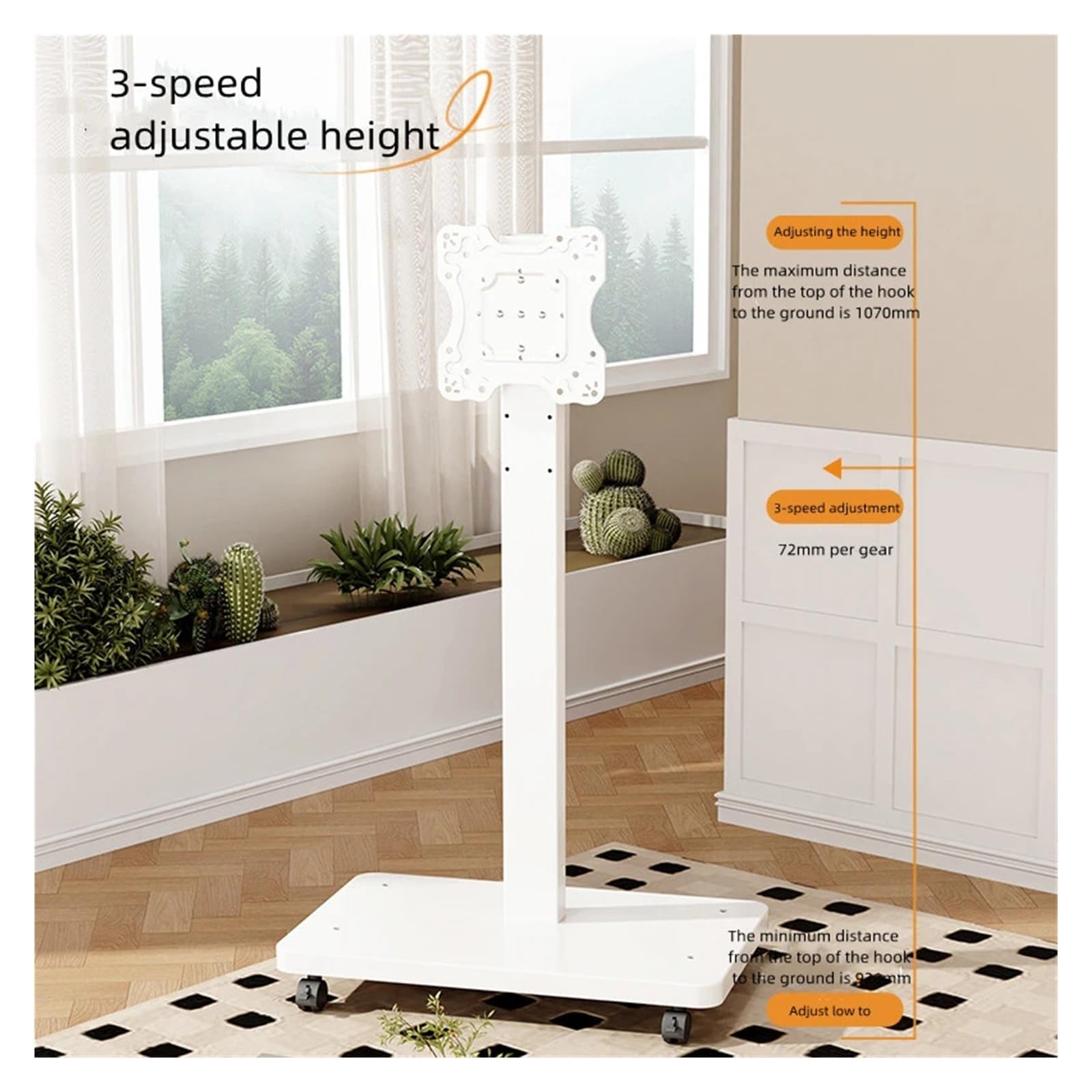 TABOJS Soporte de TV móvil para Pantallas de 10 a 43 Pulgadas, Soporte de Monitor rodante Ajustable, soporta hasta 30 kg, hogar, la Oficina y Eventos (Negro)