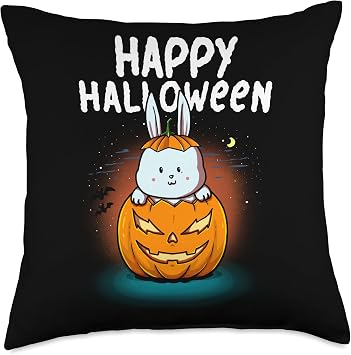 BCC Halloween Shirts Bunny Pumpkin Trick Or Treat Halloween Costume Throw Pillow, 18x18, Multicolor