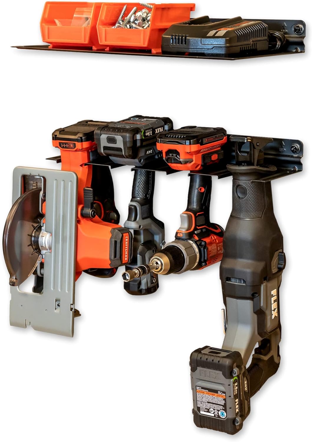 StoreYourBoard Power Tool Organizer Double Shelf, Wall Mount Garage Storage Rack