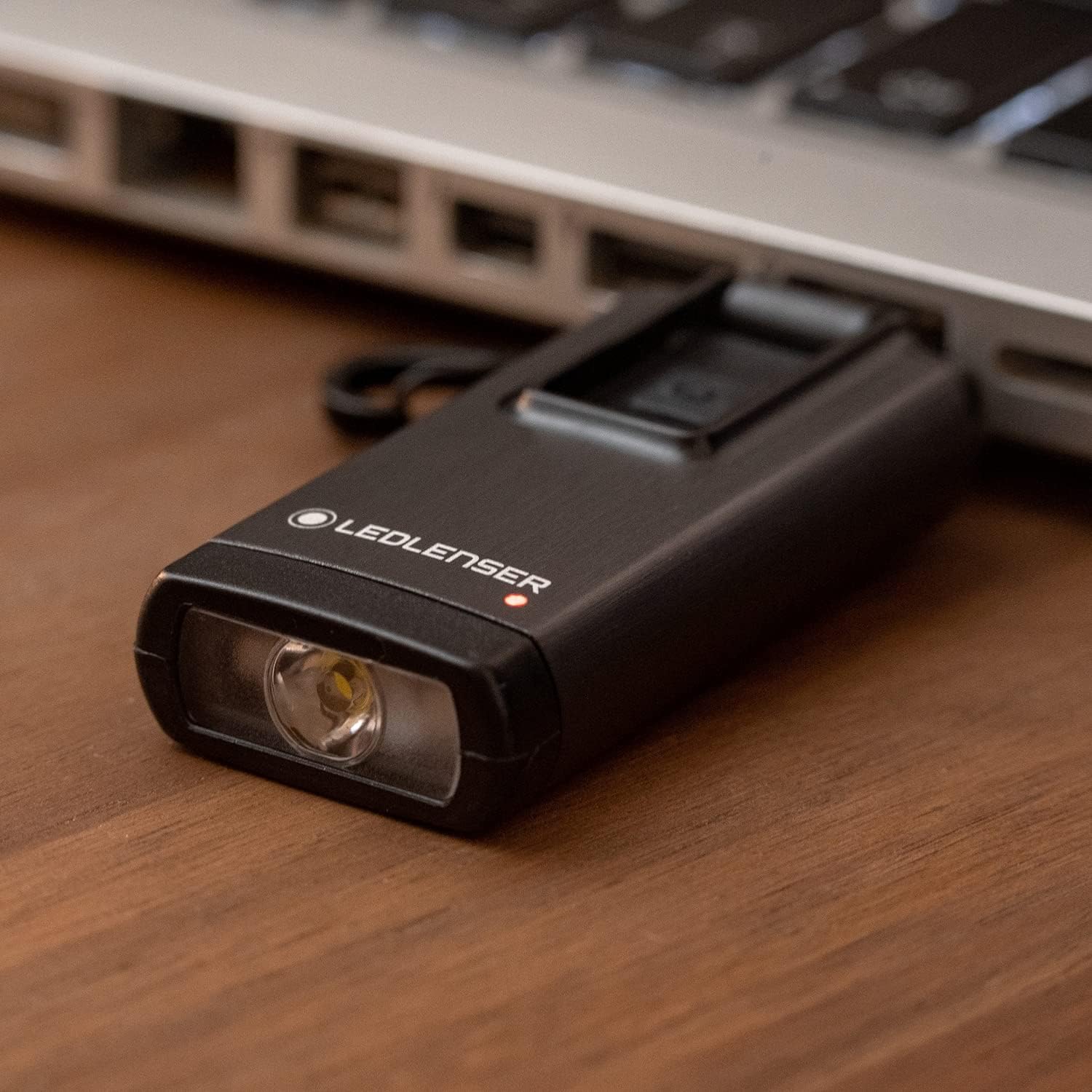 Ledlenser K6R 400 Lumens USB A Rechargeable Keychain Light with Red Light (Grey)