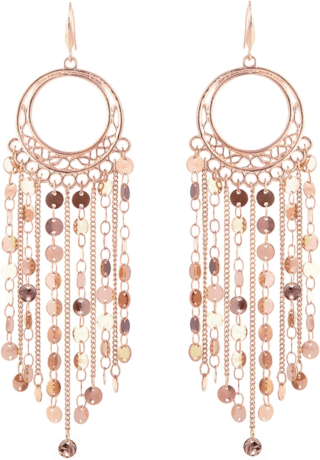 Bohemian Boho Tassel Dangle Earrings Women Lightweight Filigree Gypsy