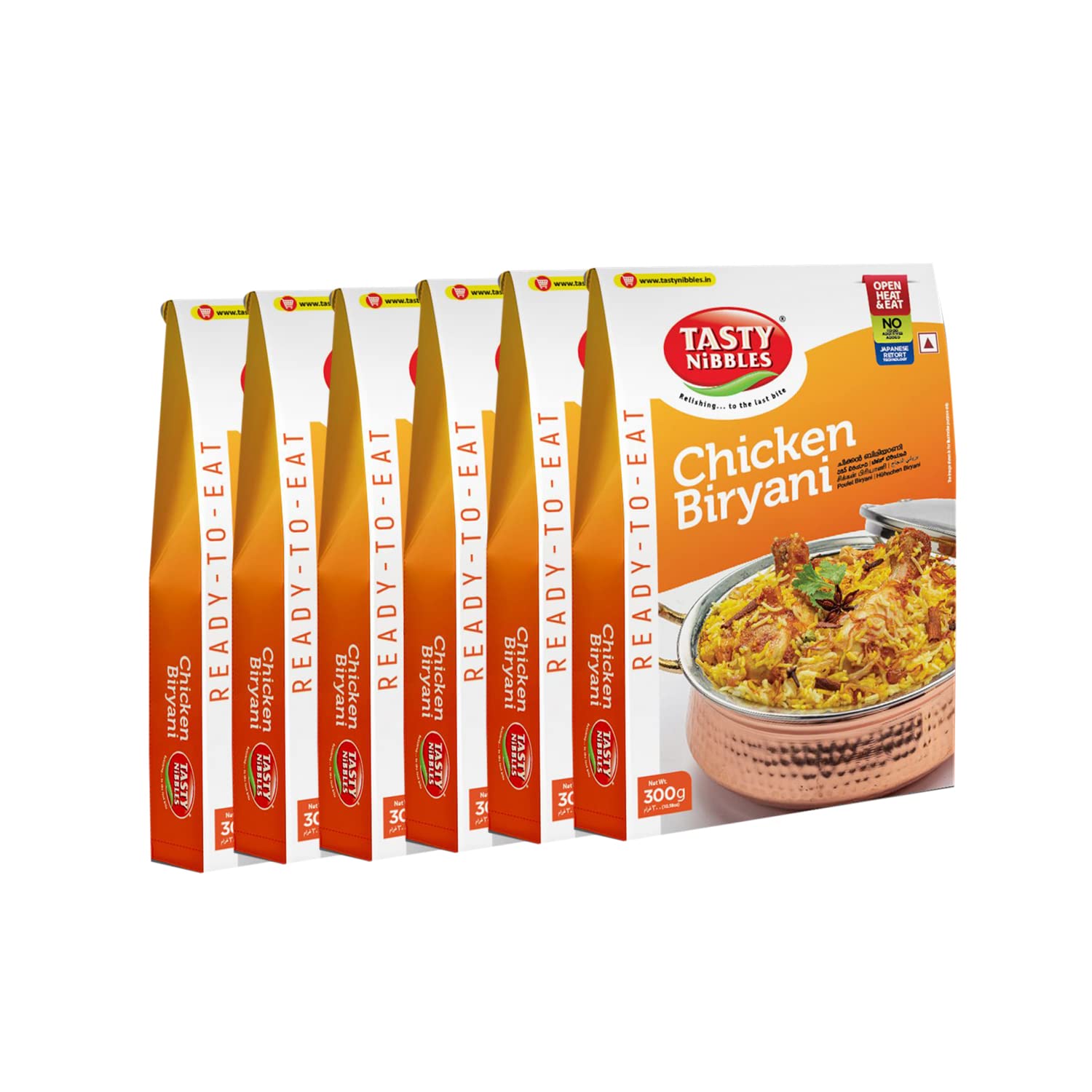 Tasty Nibbles Ready to Eat Chicken Biryani 300g [Pack of 6] | Open Heat & Eat | No Food Additives Added | Japanese Retort Technology
