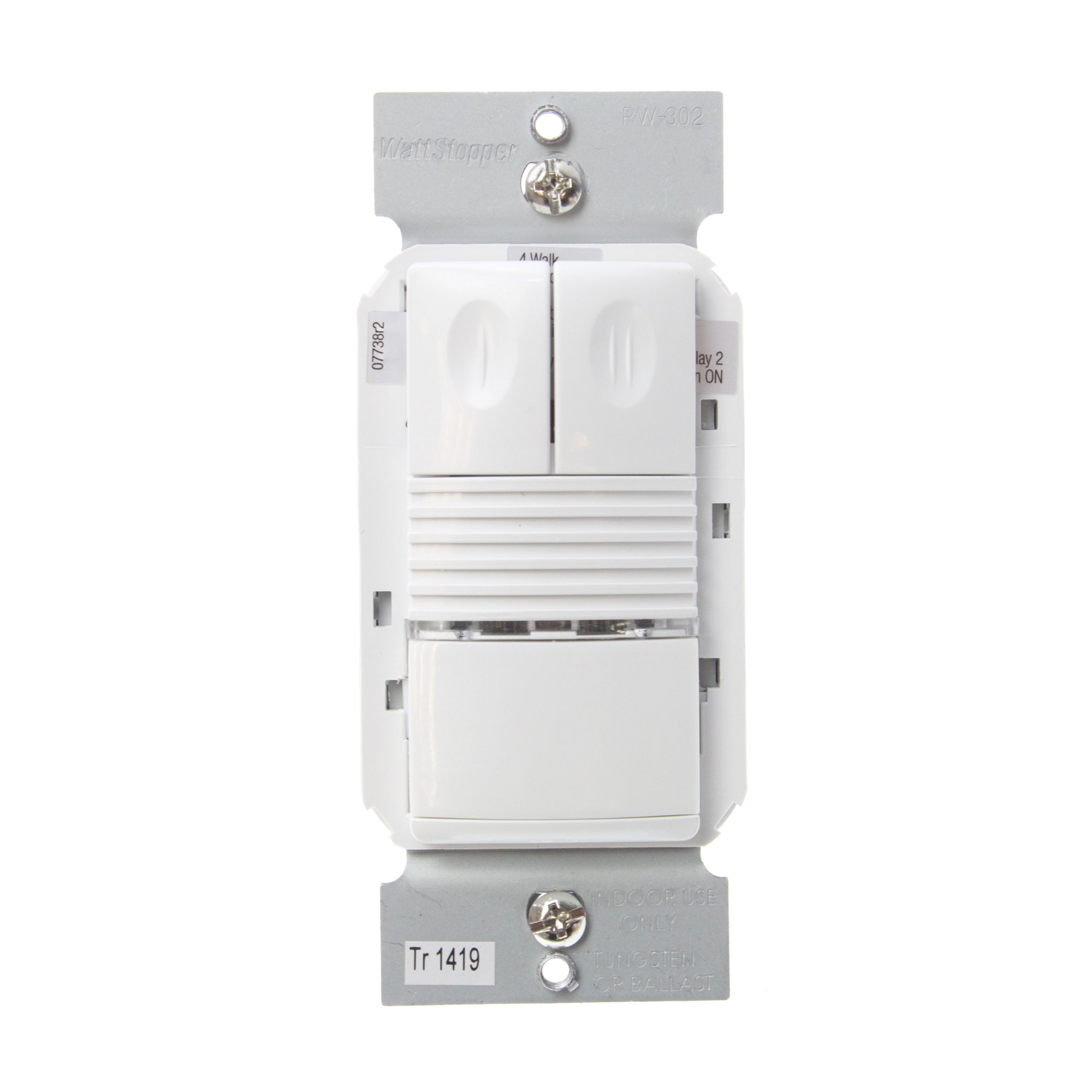 Watt Stopper PW-302-W 2 Relay Wall Switch Occupancy Sensor, 120/277V 1200W White