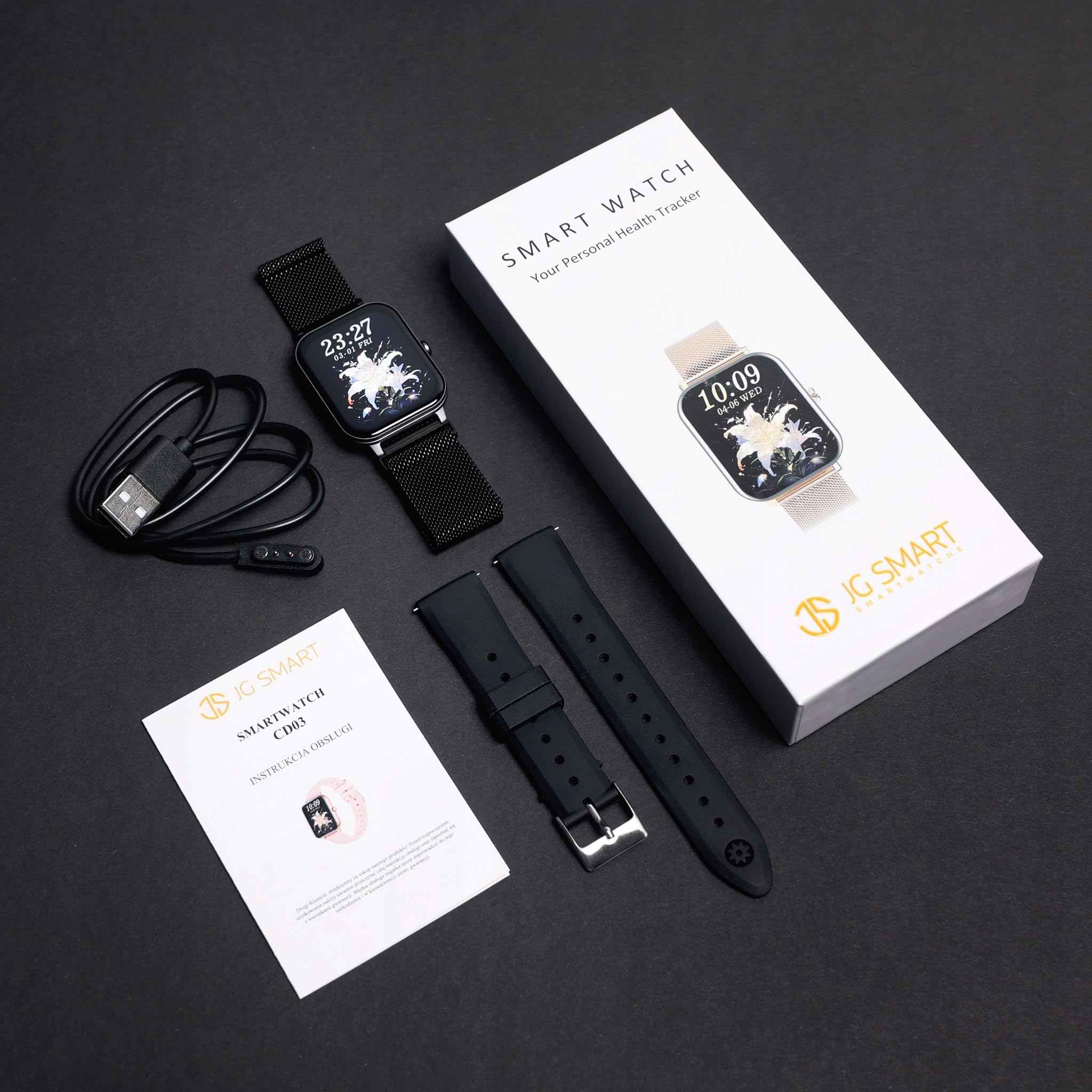 Smartwatch Zegarek Menu PL Dla Kobiety + 2 Paski + Rozmowy Powiadomienia