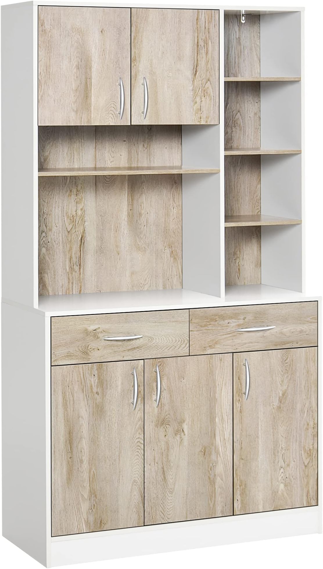 6-Tier Shelving Kitchen Cupboard, Double-Door Sideboard, White - High Quality & Stylish main image 0