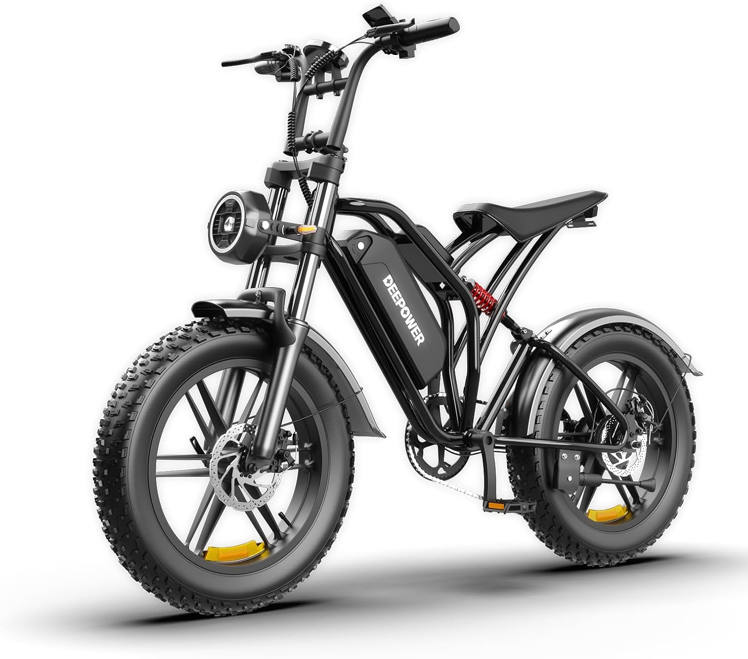 DEEPOWER Electric Bike for Adults,1500W Peak Motor Ebike, Up to 80 Miles 32MPH, Fat Tire Electric Bike with 48V 20AH Removable Battery (S20-20AH)