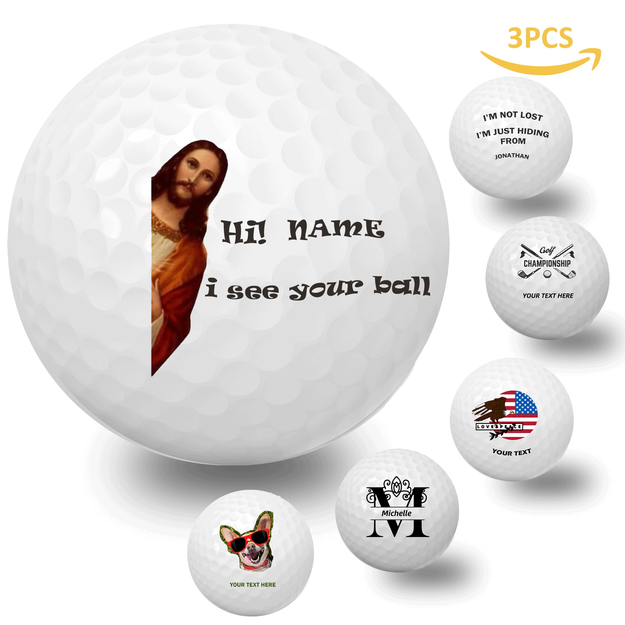 Personalisierte Golfbälle mit individueller Beschriftung Foto/Logo/Name für Hochzeiten und Freizeitaktivitäten Neuheit Golfgeschenke für Papa Golfer, 3er-Pack