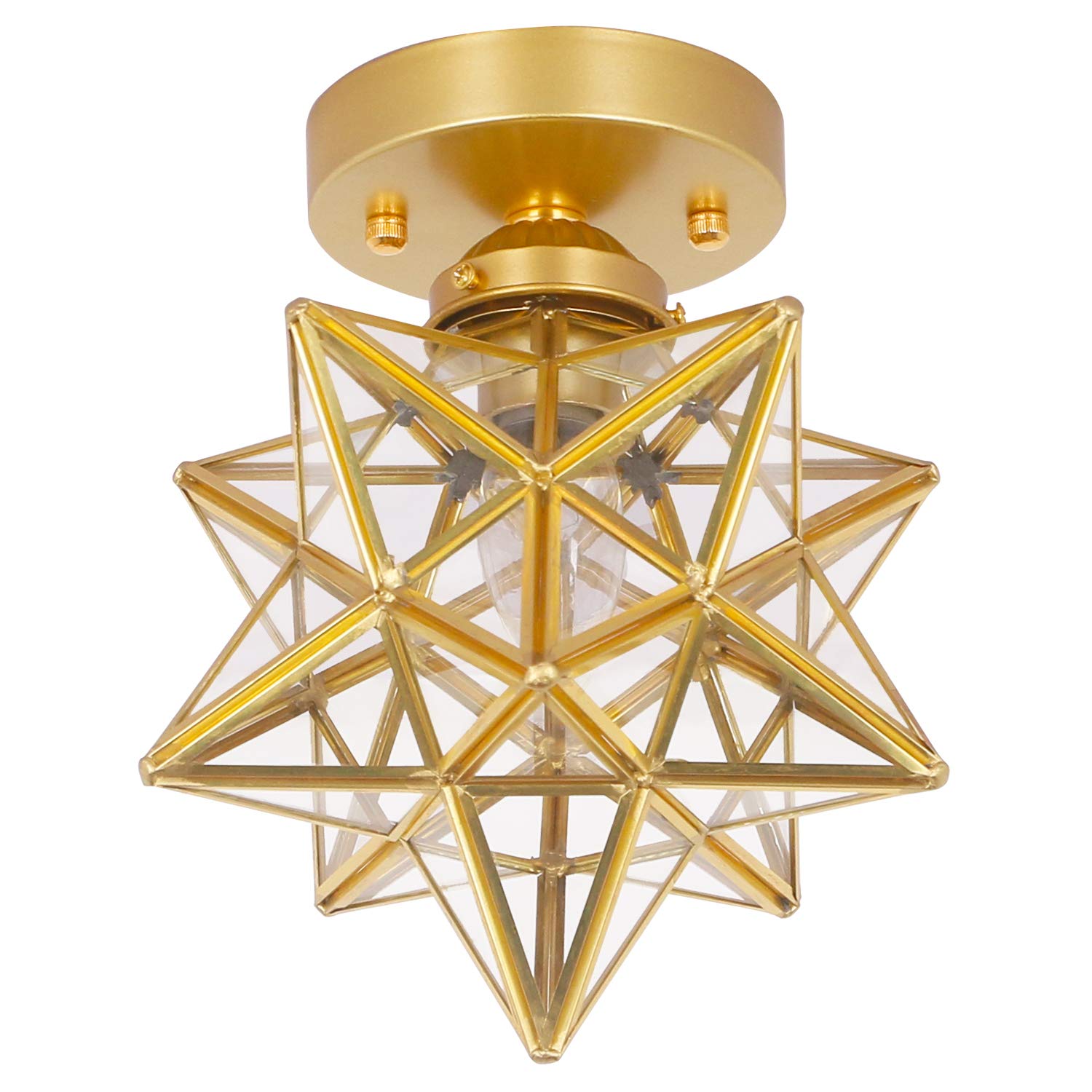 Buy FUNME Copper Moravian Star Ceiling Light with Clear Glass Ceiling lamp Shade for Corridor