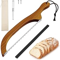 FTCIRA 16" Walnut Wood Sourdough Bread Knife - Serrated Stainless Steel Blade for Clean Slices on Bagels, Baguettes & Rustic Loaves