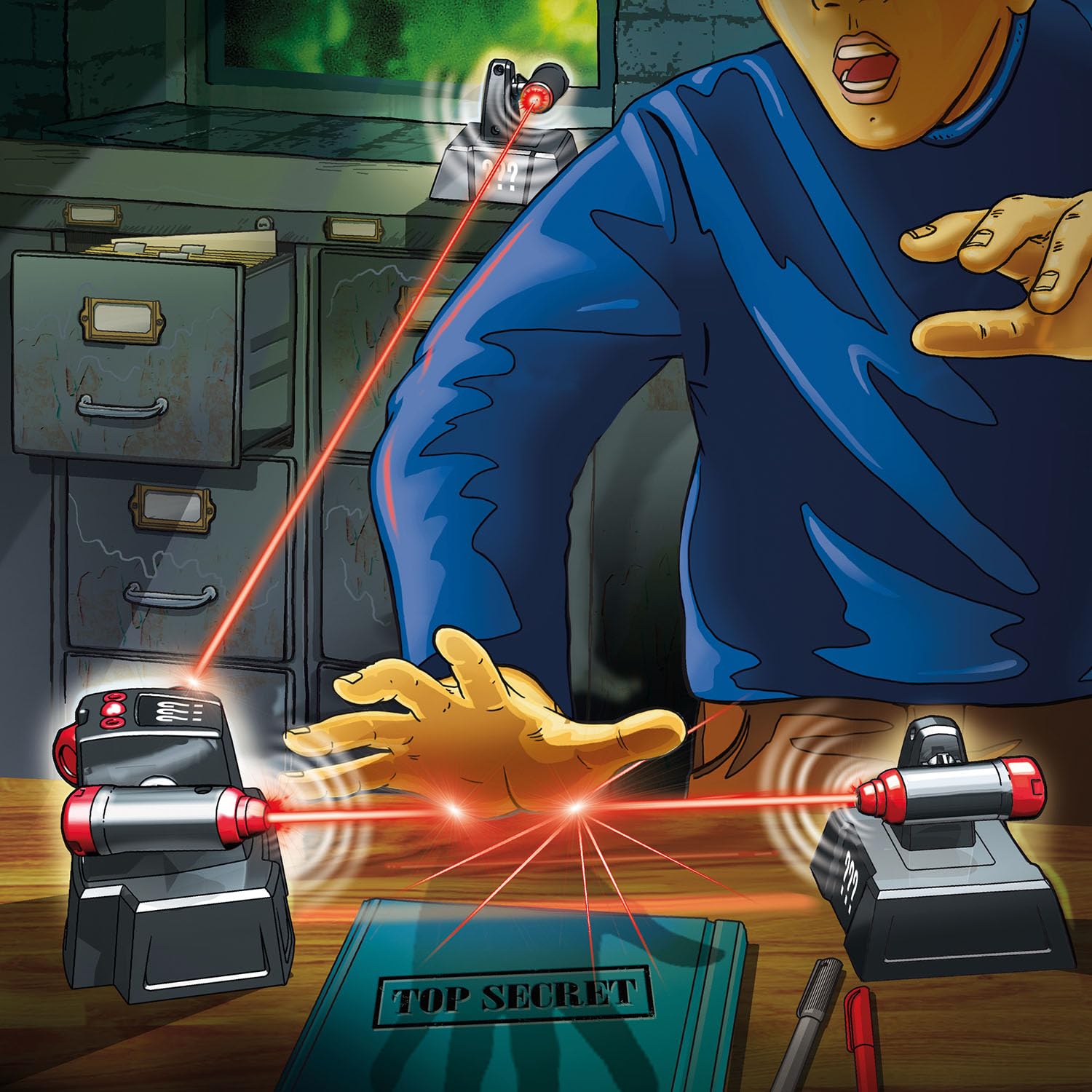 Die drei Kosmos 632489 Security System, Alarm System with LED Technology, Detective Toy Set for Children from 8 Years, Secure Your Children's Room, Gadget, Gift, Question Mark