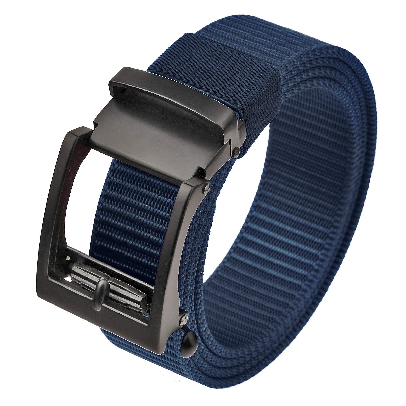 Sportmusies Adjustable Nylon Web Belts for Men Ratchet Belt with Automatic Slide Buckle