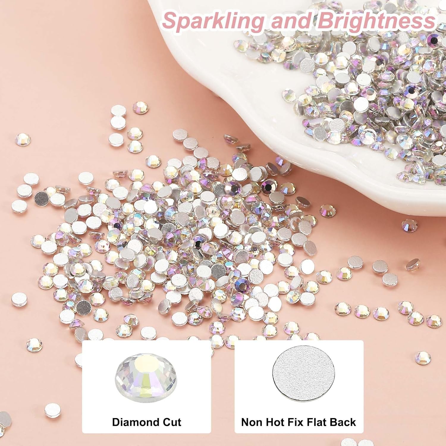 PATIKIL 2880Pcs SS8 Round Flatback Rhinestones, 2.3-2.5mm Flat Back Crystal Glass Gems Diamonds for DIY Crafts Clothes Shoes Nail Art Decoration, Clear - Image 5