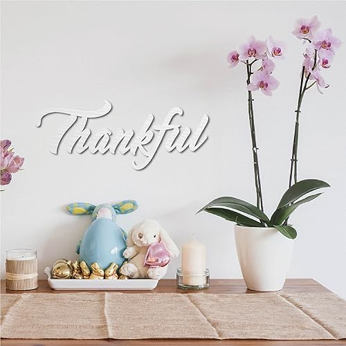 Miniatura 6 de CREATCABIN Letrero de madera con texto en inglés "Thankful" para decoración de pared, corte láser, letras sin terminar, decoración para el hogar,