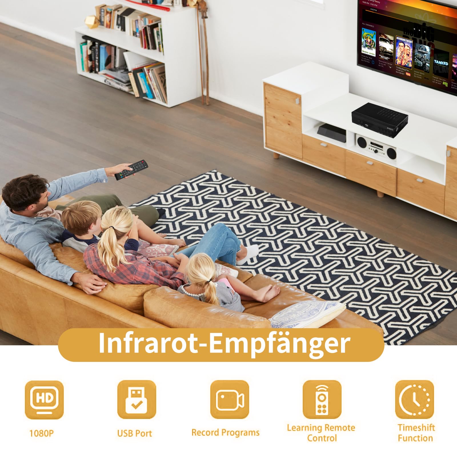 TURNER TDT/T2 Digital Receiver 2024 mit USB Mediaplayer, H.265 HEVC FTA Full HD PVR, USB, HDMI, SCART, digitaler terrestrischer TV-Tuner, Full HD 1080p High Definition Digital Receiver