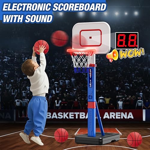 Miniatura 4 de HYES Mini aro de baloncesto para interiores con marcadorluz LED, aro de baloncesto que brilla en la oscuridad, juguete de baloncesto regalos para