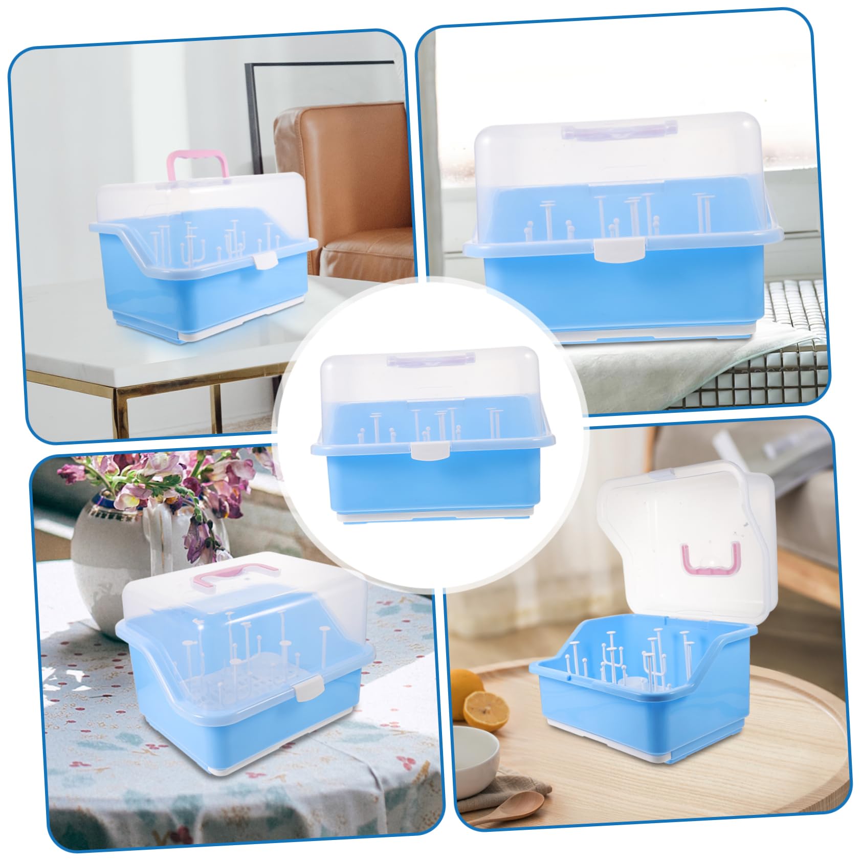 Babyflaschen Aufbewahrungsbox mit Deckel, Blau, Tragbar