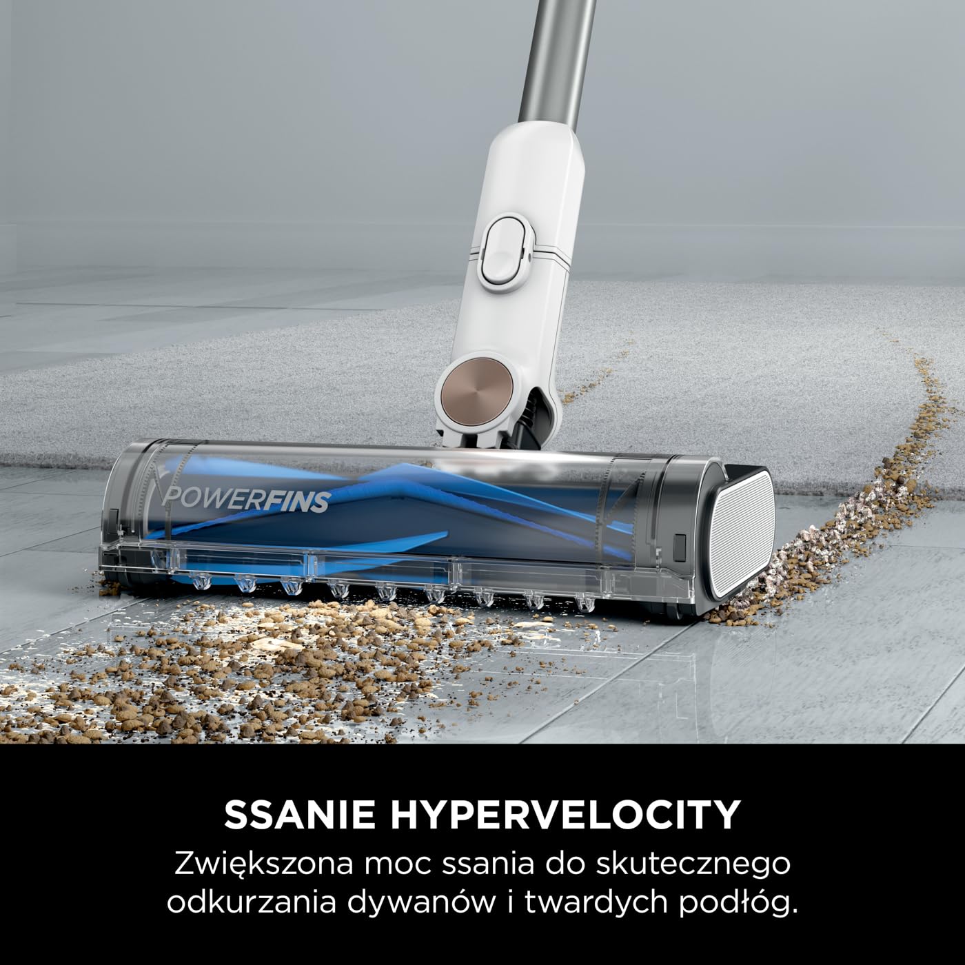 Shark Clean & Empty Bezprzewodowy odkurzacz z automatycznym systemem opróżniania, czas pracy 40 min, Anti Hair Wrap, akcesoria do sierści i szczelin, stacja ładująca, biało/niebieski, BU3521EU