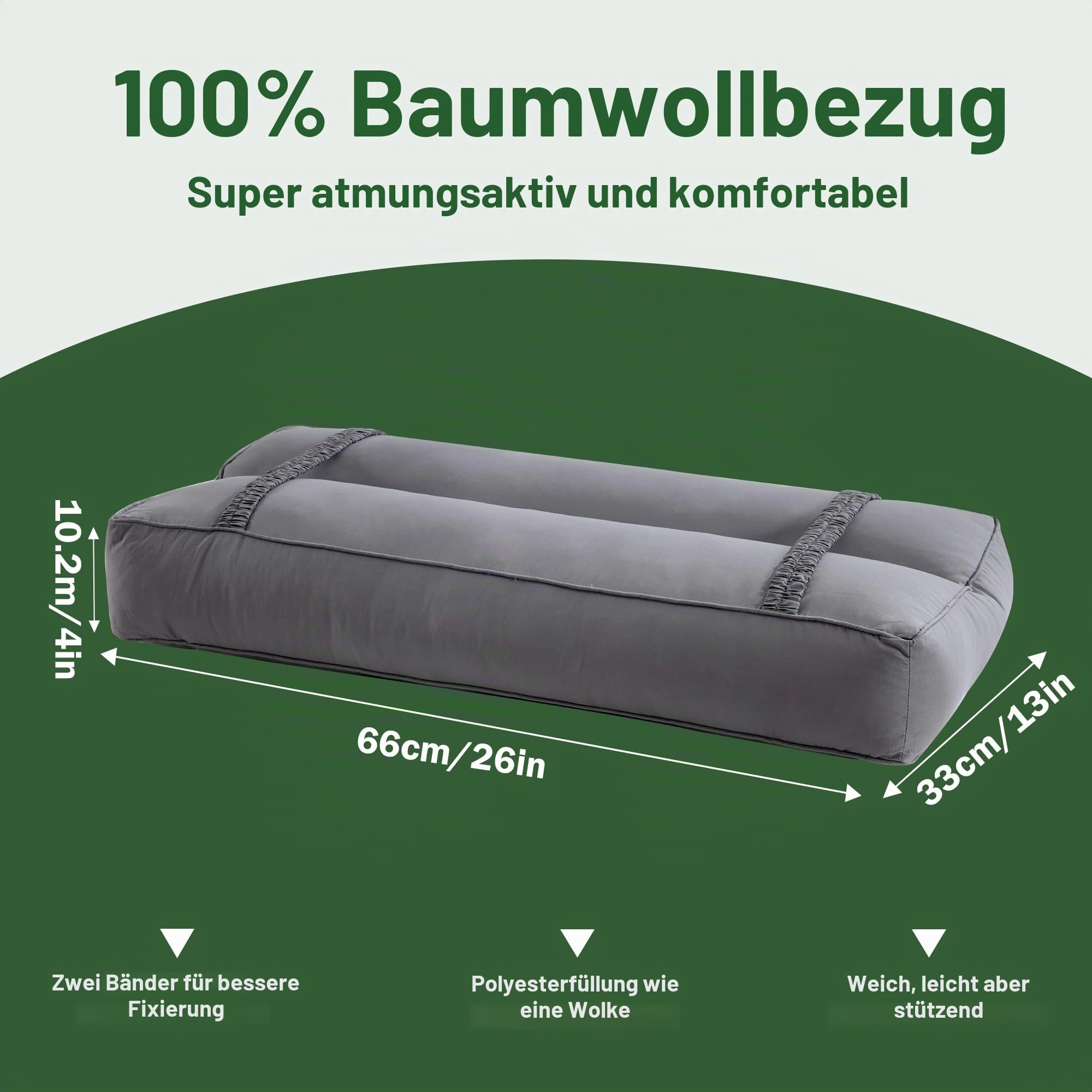 Kniekissen für Seitenschläfer, 10 cm hohes Baumwollkissen für die Beine zur Ausrichtung der Wirbelsäule und Entlastung von Druck, zur Anhebung von Hüfte und Beinen