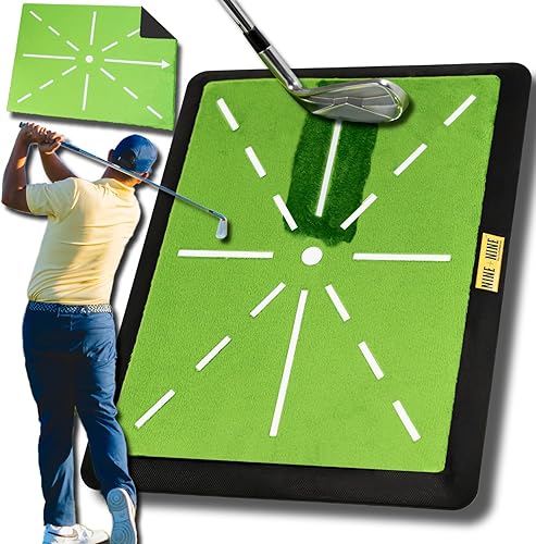 Miniatura 9 de Alfombrilla de golf y entrenador de swing – Alfombrilla de entrenamiento de swing premium para detección de caminos – Grande 16 x 12 pulgadas con