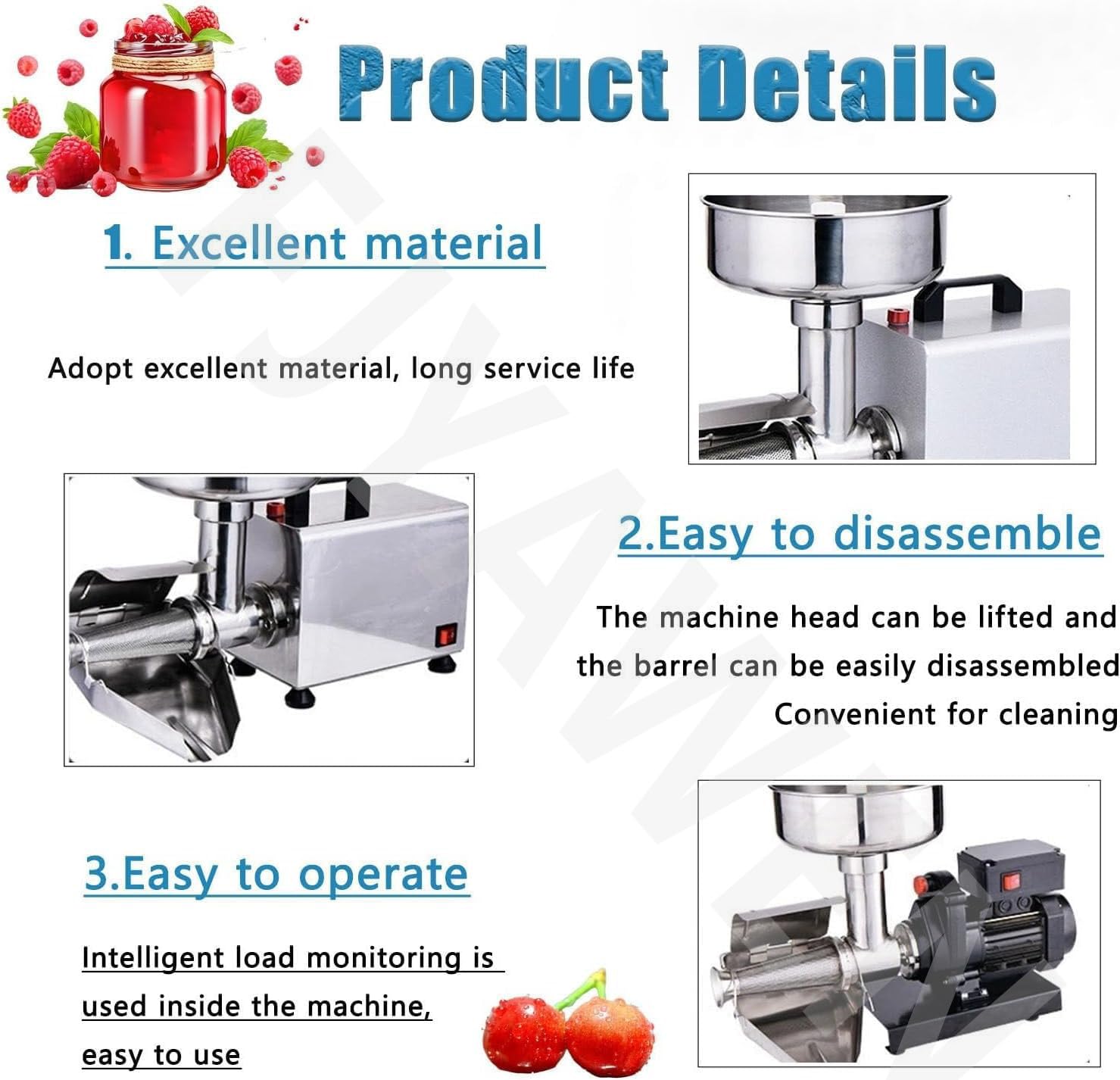 Elektrische Tomatenmühle mit Stahlfilter - Effiziente Verarbeitung für hausgemachte Saucen, Pürees und Konserven