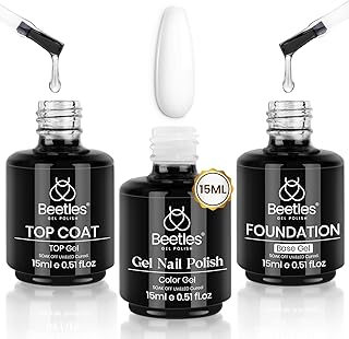 Beetles 3Pcs 15ml White Gel Nail Polish and No Wipe Gel Top Coat & Base ...