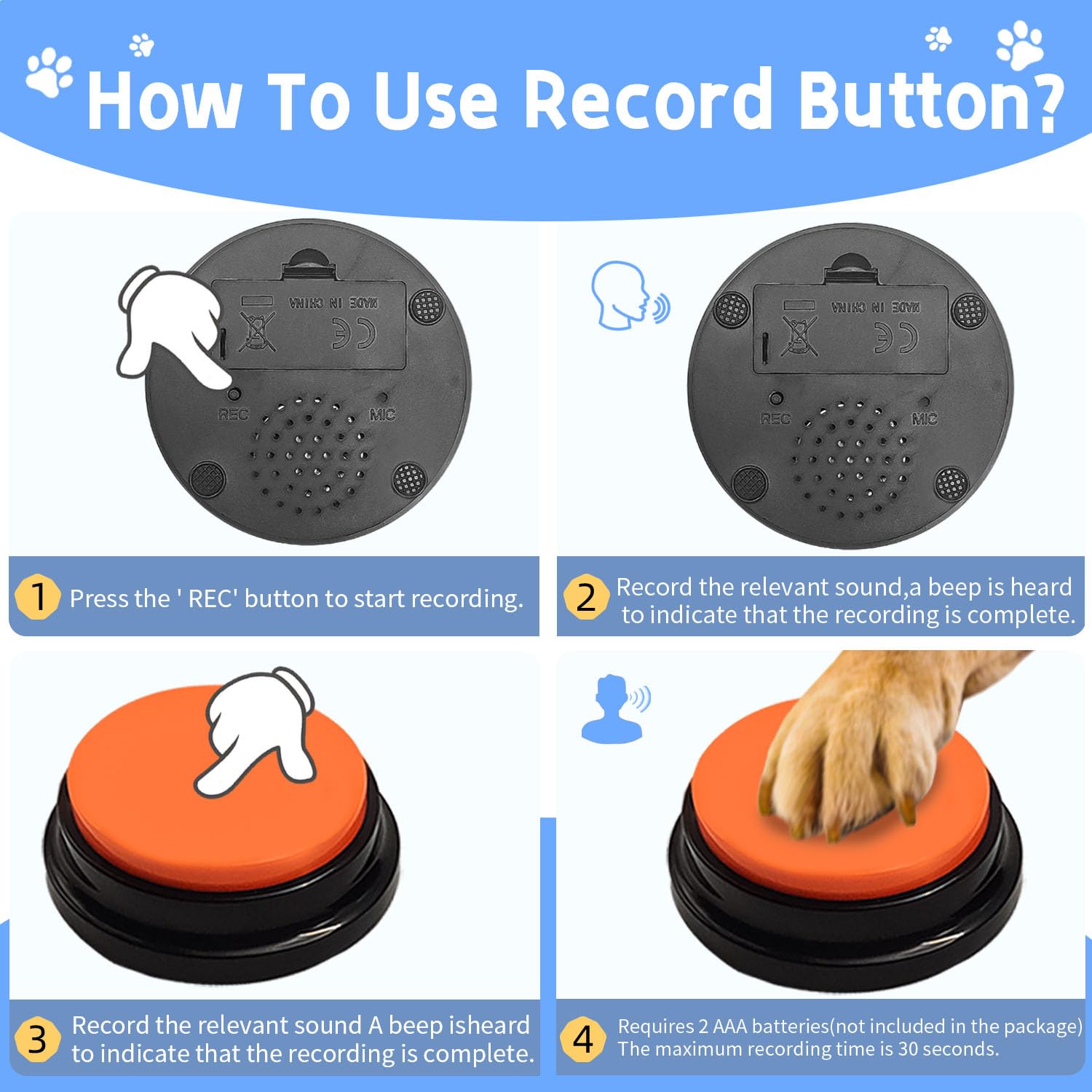 MMGGAISH 8 kleurrijke communicatieknoppen voor honden, 50 stickers en 4 accessoireplaten om je hond te leren spreken MMGGAISH 8 kleurrijke communicatieknoppen voor honden, 50 stickers en 4 accessoireplaten om je hond te leren spreken