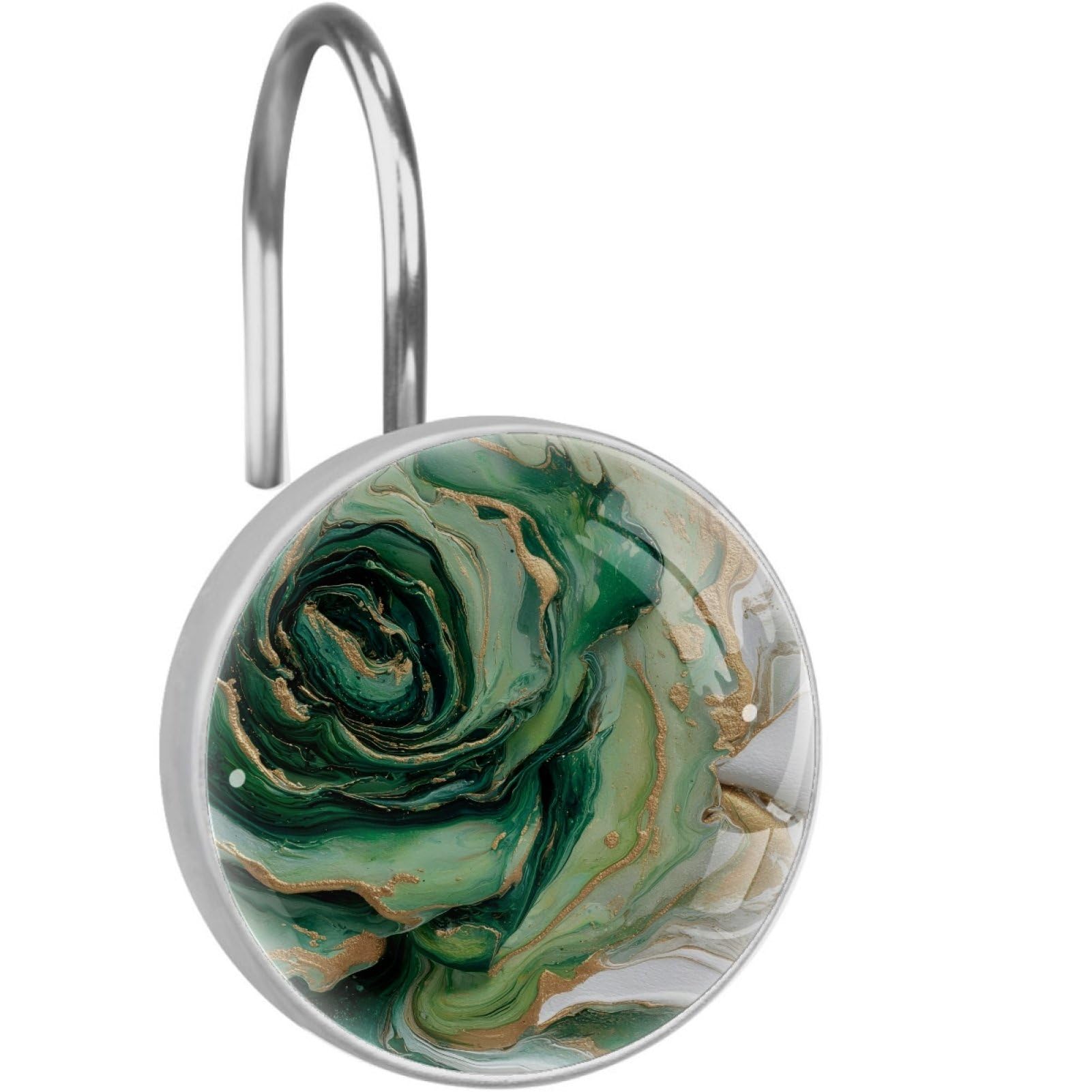 VAPOKF Decorative Shower Curtain Hooks, Marble Rose Texture Rustproof Stainless Steel Shower Curtain Rings for Bathroom, Shower Curtain Hangers for Shower Rod, 12 Pack