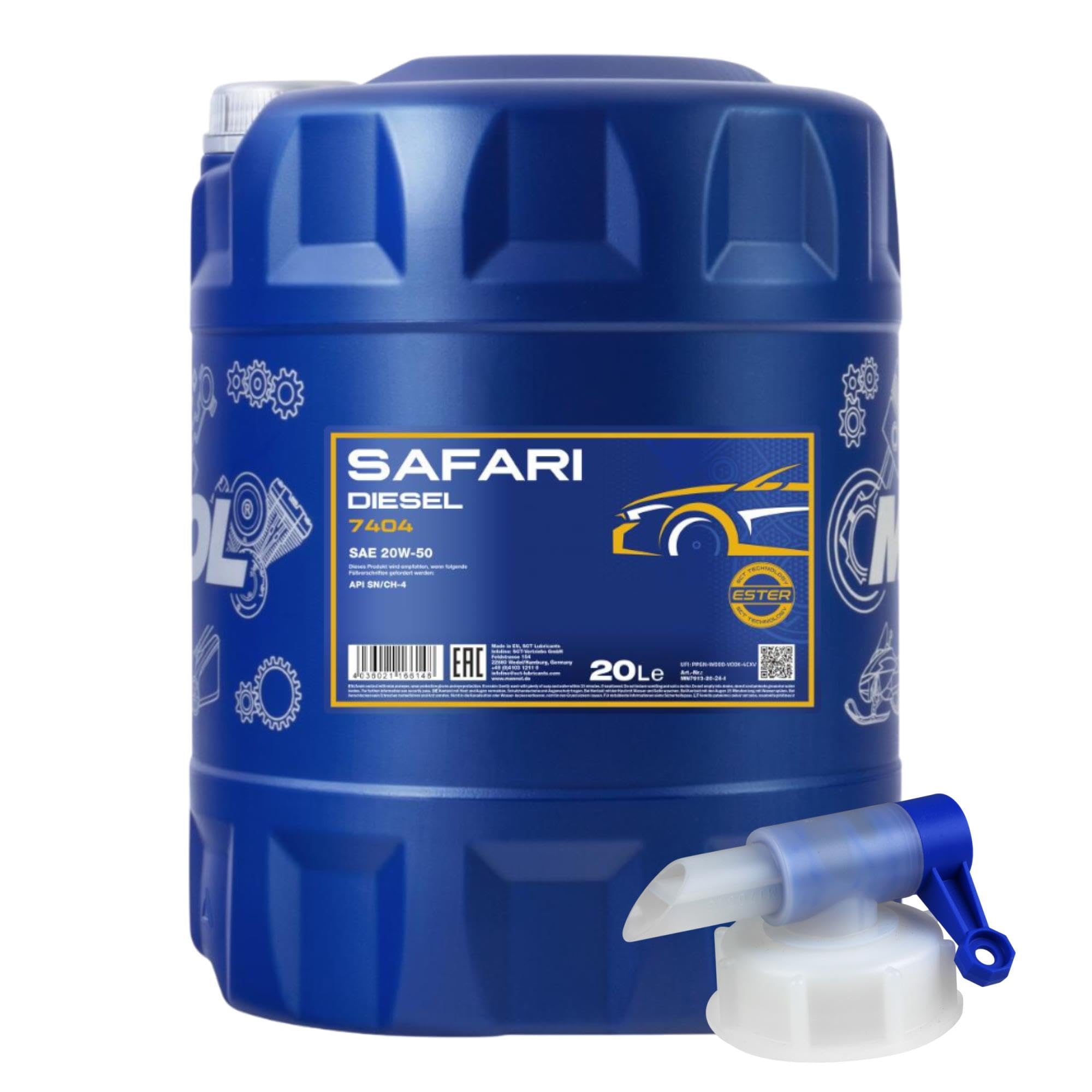 20 Liter MANNOL Motoröl Safari 20W-50 API SL/CF Engine Oil Öl inkl. Auslaufhahn