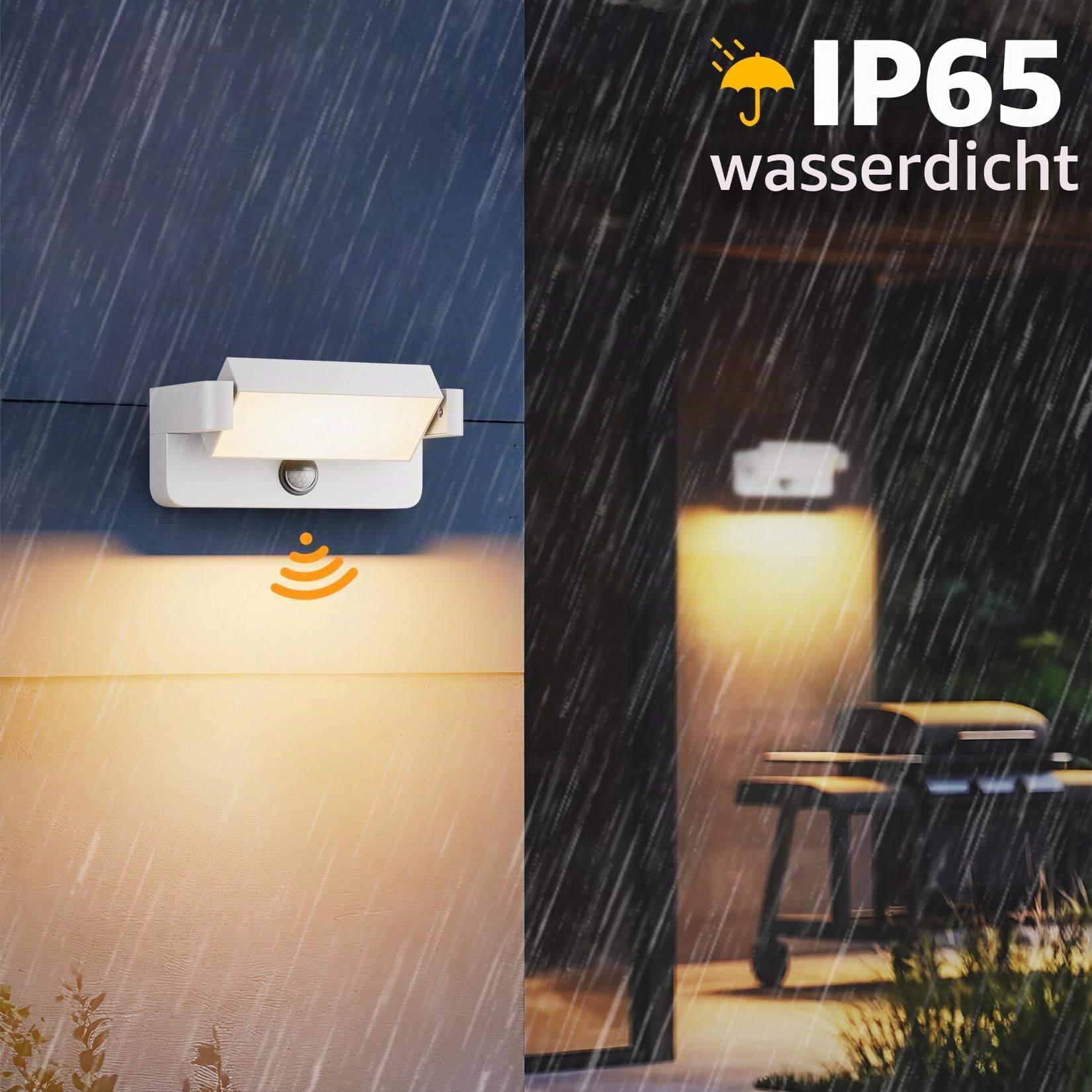 Aipsun 24W Außenwandleuchte mit Bewegungsmelder Weiß