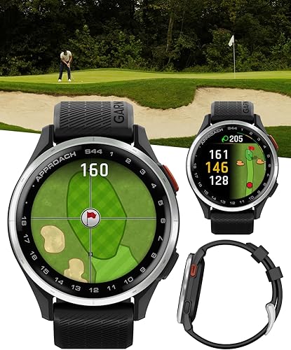 Miniatura 3 de Garmin Approach S44 Golf GPS Smartwatch bisel de aluminio plateado con banda de silicona negra con banco de energía Wearable4U Negro + Batería
