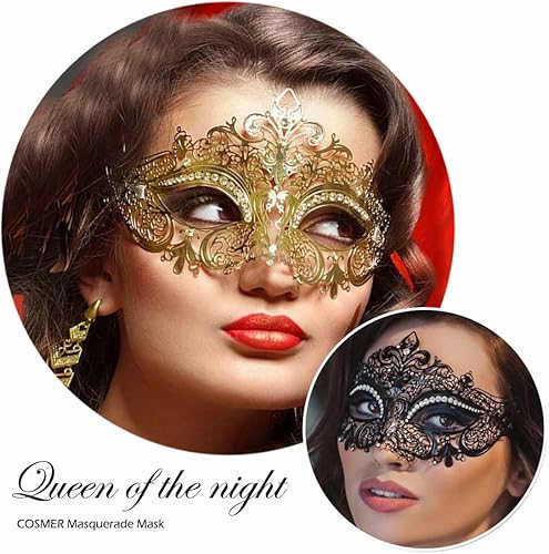 Miniatura 4 de Máscara de mascarada para mujer, brillante, corte láser, máscara de diamantes de imitación, máscara de fiesta de porm
