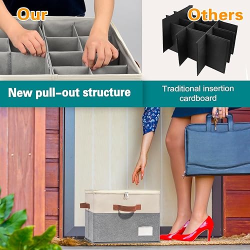 Miniatura 3 de Organizador de zapatos para armario, contenedores plegables de almacenamiento de zapatos con cubierta transparente, soporte para zapatos que ahorra