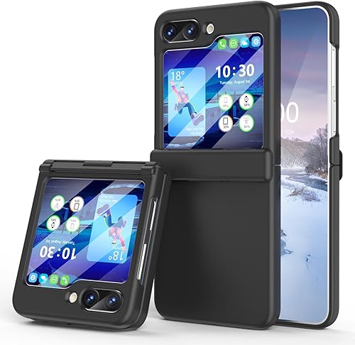 Miniatura 1 de Funda para Samsung Flip 5, Galaxy Z Flip 5 con protección de bisagra cubierta de cuerpo completo para Samsung Galaxy Z Flip 5 5G (negro)
