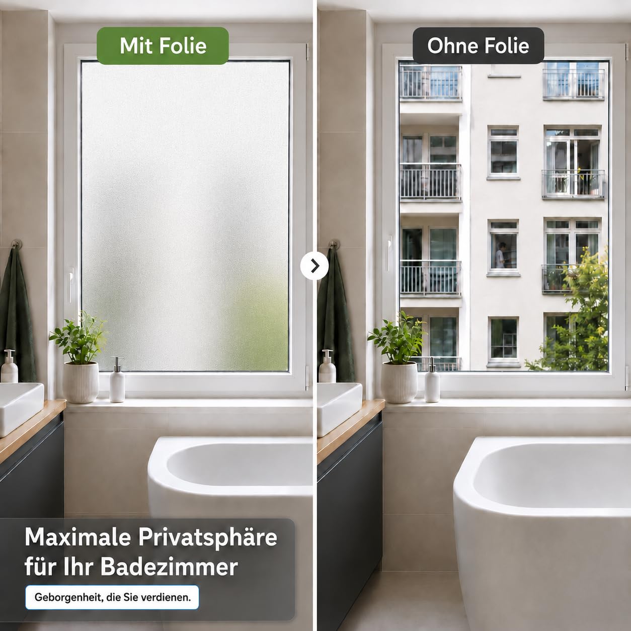 shinfly Fensterfolie Blickdicht 90 x 400 cm, Milchglasfolie Selbsthaftend Statisch Haftend, Sichtschutzfolie Fenster Innen ohne Kleber, Anti-UV Folie für Bad Büro Wohnzimmer(Matt)