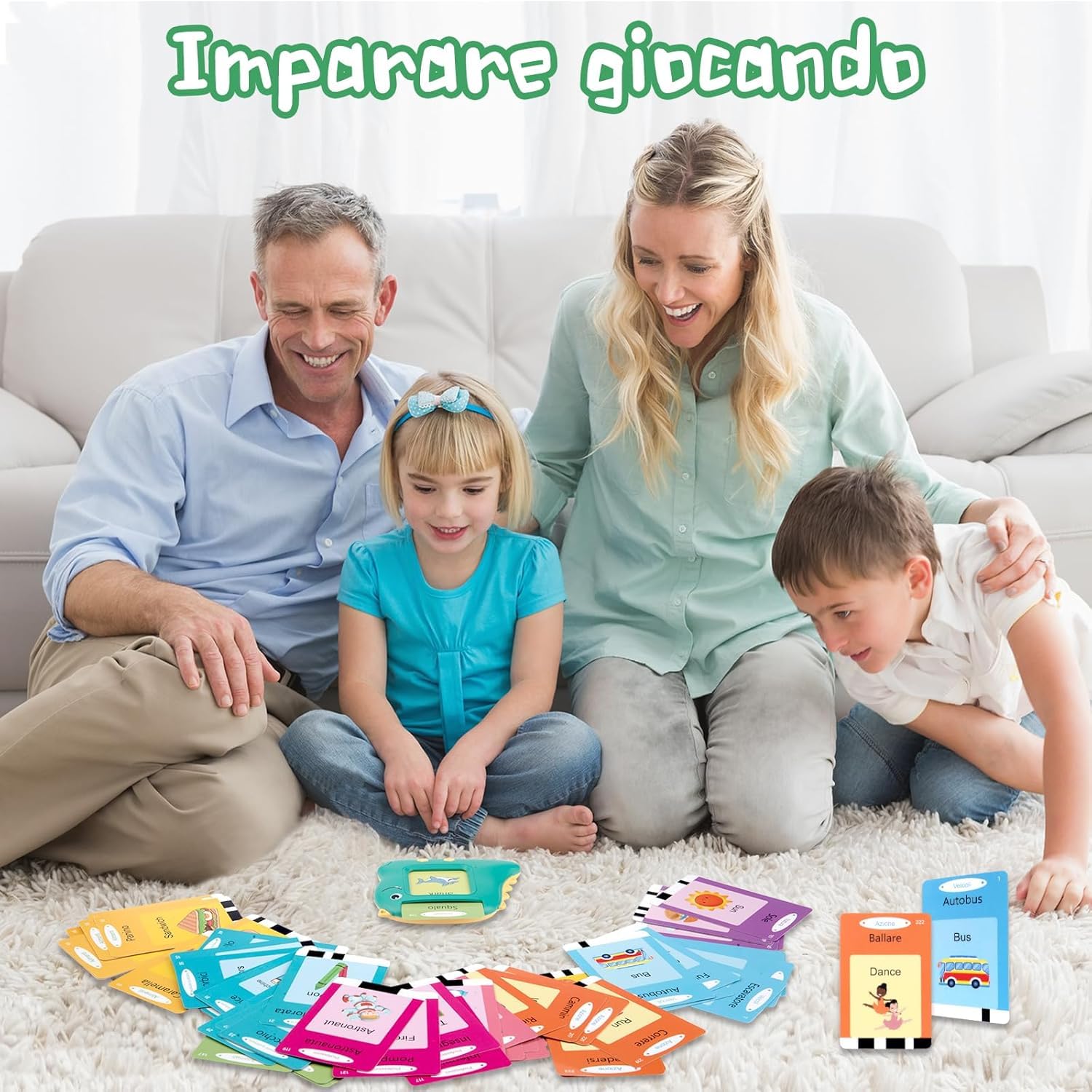 Giochi Montessori 2 anni, 510 Parole Flash Cards Bilingui Italiano/Inglese per Imparare a Parlare 2-6 Anni, con Animali, Colori, Numeri, Gioco Prescolare per Sviluppo del Linguaggio-Verde