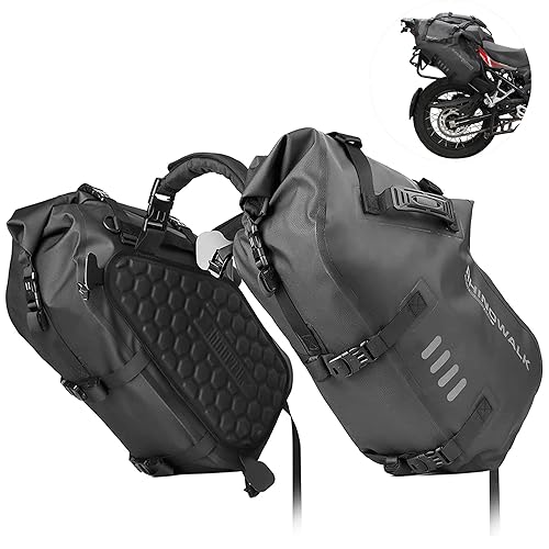 Rhinowalk Motorcycle Saddle bags, Waterproof motorcycle saddlebags, shoulder bag 48L(24L*2), for most Adventure and Sport Motorcycle Racks, 1 Pair
