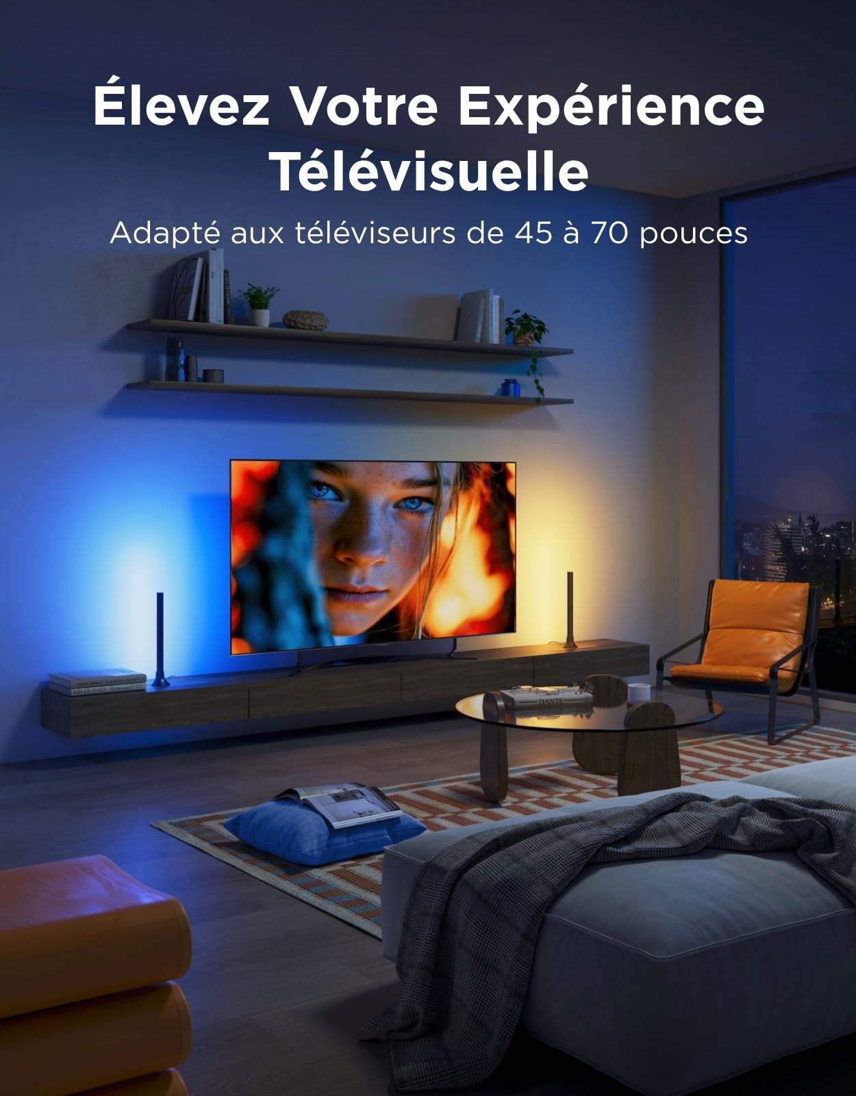 Govee RGBWIC TV Light Bars, Rétroéclairage WiFi pour TV 45-70 pouces