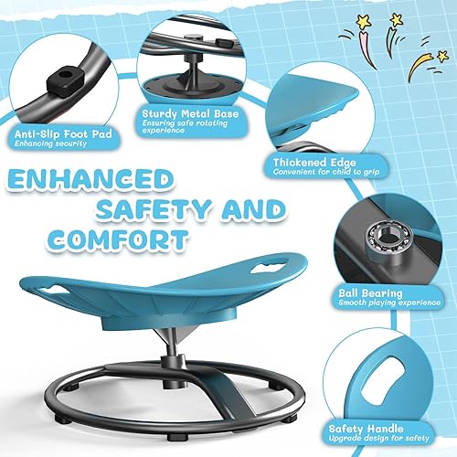 Miniatura 6 de Silla giratoria para niños autistas, silla giratoria sensorial para niños autistas con mango de seguridad y diseño antideslizante, sillas giratorias