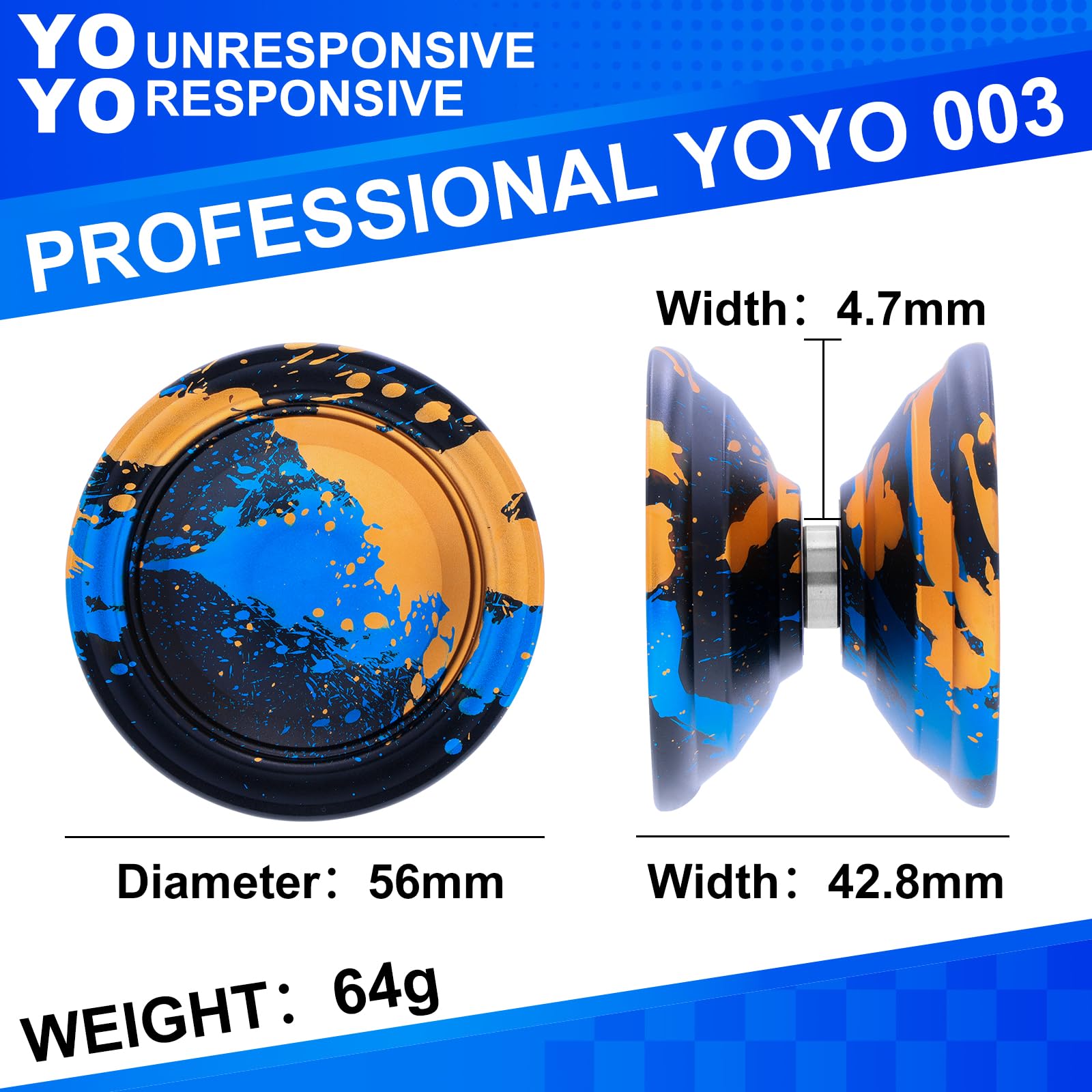 FETESNICE Yoyo Professional, Metal Yoyo for Kids Adults Unresponsive Yoyos (Black Green Orange), Black, Green, Orange - Image 3
