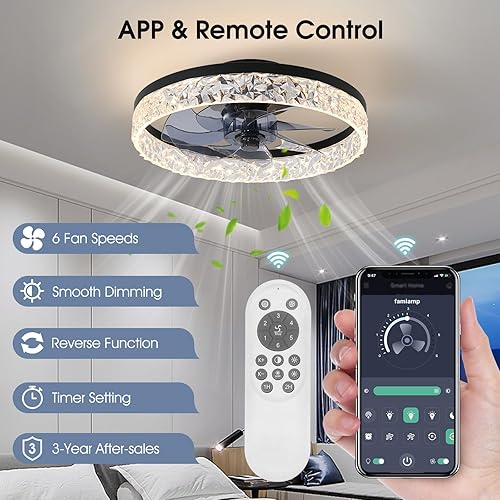 Miniatura 10 de Ventilador de techo oscilante giratorio de 360 con luces, modernos ventiladores de techo silenciosos LED regulables con control remoto para