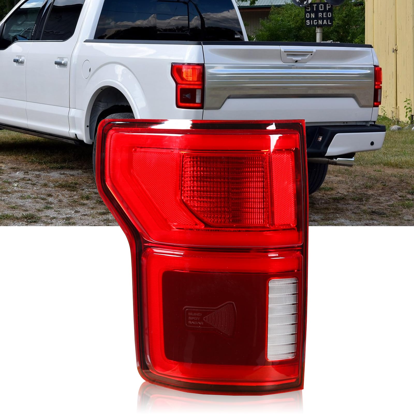 PARTREELED Tail Light Assembly Compatible with 2018 2019 2020 Ford F150 [with Blind Spot Detection] Direct Replacement Rear Lamp KL3Z13405B (Left Driver Side)